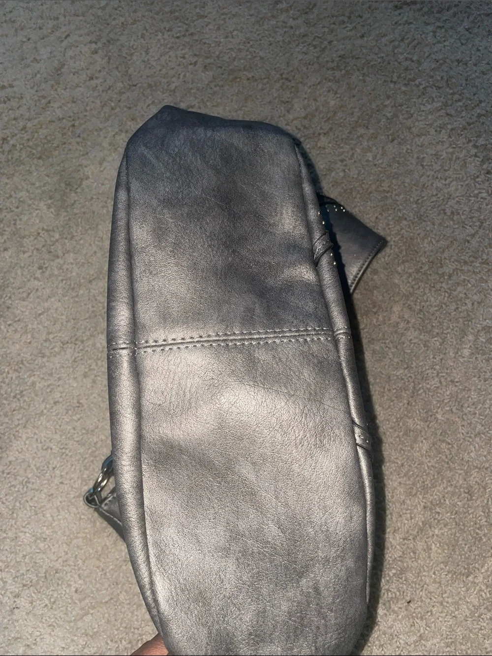 Classic Silver/Gray Leather Hobo Bag with Tassel